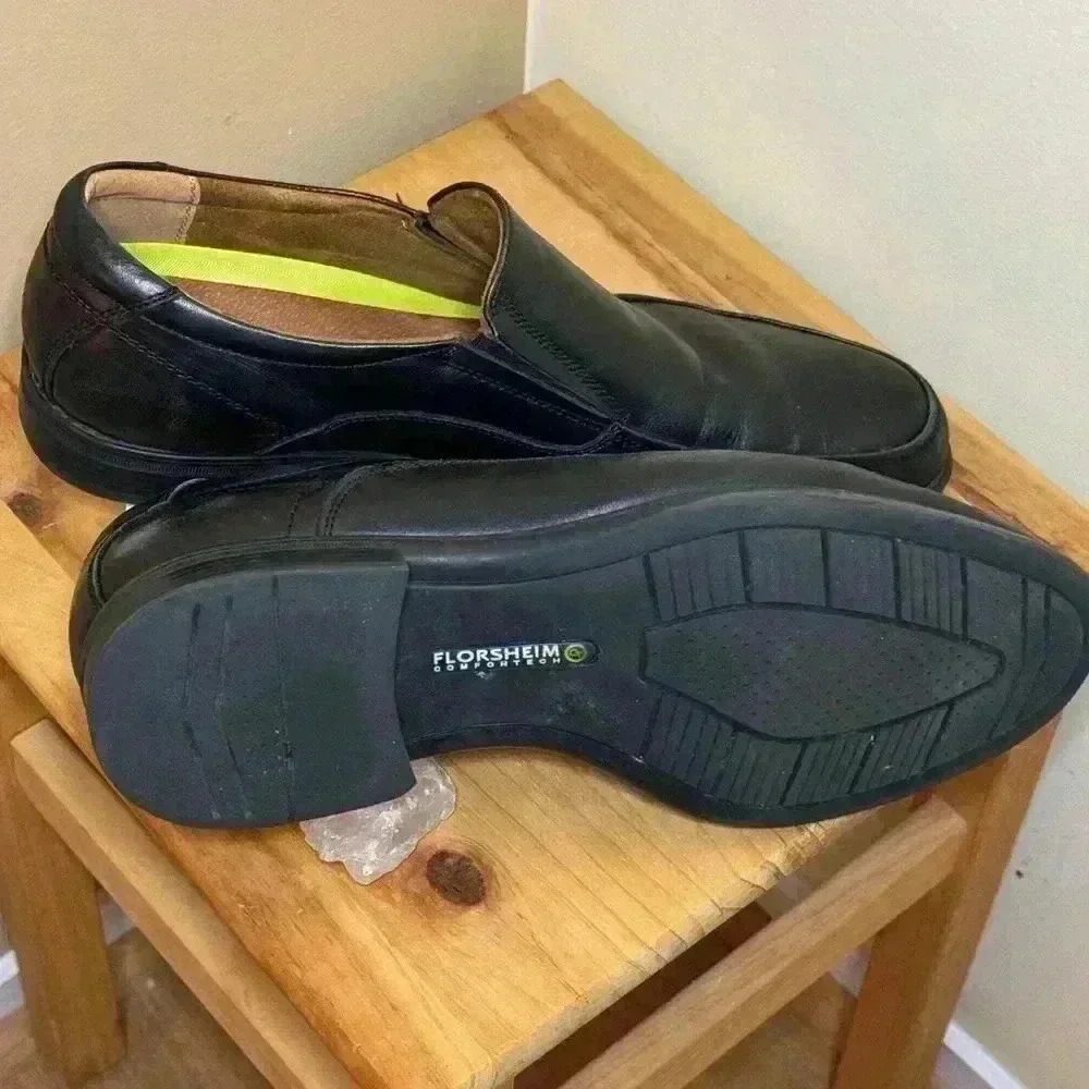 Florsheim Comfort OrthoLite Black Leather Slip-On Loafers | Men’s Size 12 - Picture 4 of 4